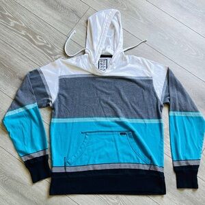 Billabong Hoodie Adult Small Pullover Tricolor Color Block Horizontal Stripe Men